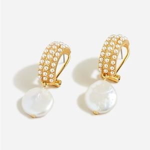J CREW EARRINGS FRESHWATER PEARL DROP CRYSTALS NWT
